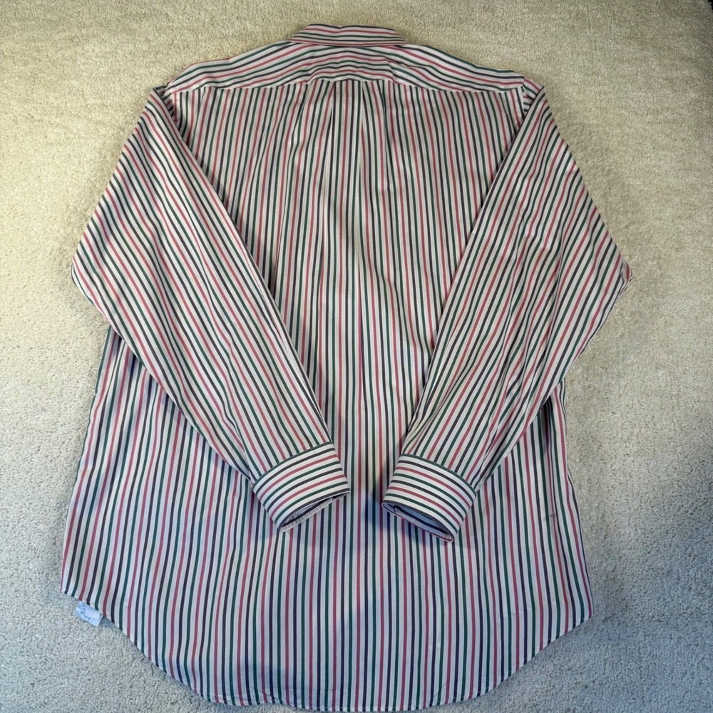 Y2K Lands End Mens Striped Button Down Shirt Classic Fit Long Sleeve 100% Cotton - Picture 2 of 9